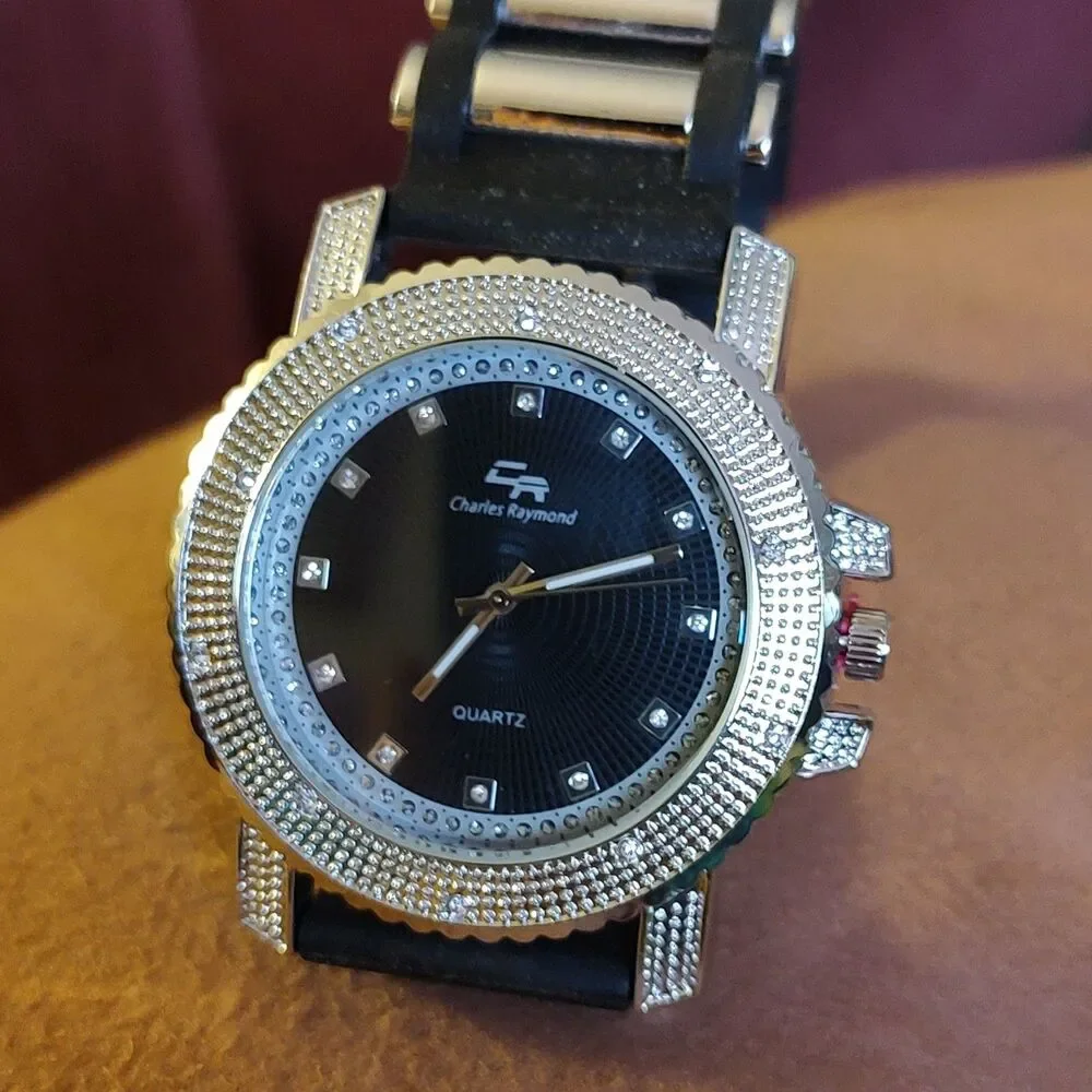Charles Raymond Iced Oversized Hip Hop Bullet Silicone Band Men's Watch GJM-SS